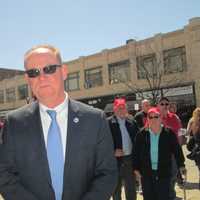 <p>Poughkeepsie Mayor Rob Rolison outside the Mid-Hudson Civic Center on Sunday.</p>