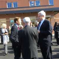 <p>Sen. Richard Blumenthal and State Rep. Bob Godfrey chat outside the Greater Danbury Community Health Center on Main Street in Danbury. The new center was dedicated on Monday.</p>