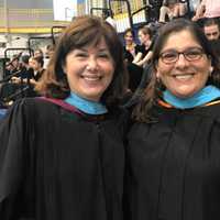 <p>Briarcliff High School held its graduation ceremonies on Friday at Pace University. From left to right are Briarcliff High School Principal Deborah French and Kym Trickel.</p>