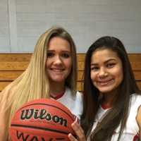 <p>Fair Lawn&#x27;s Nancy Ruf, left, and teammate Keyara Martinez.</p>