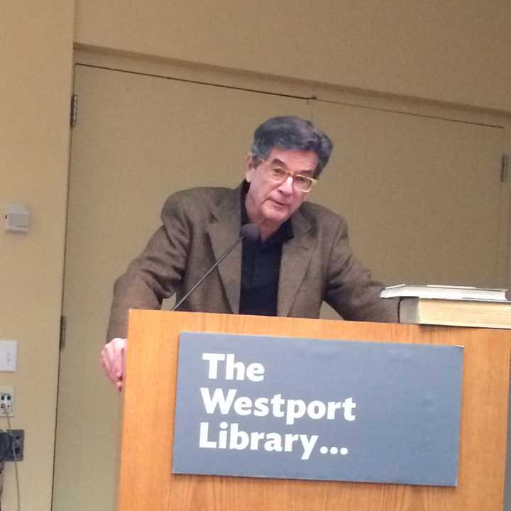 Author Eric Burns discusses his latest book, &quot;The Golden Lad&quot; at Westport Library.