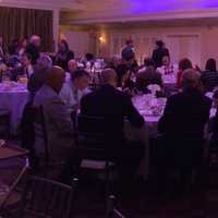 <p>The crowd at the Fiesta banquet hall in Wood-Ridge for a community discussion Friday morning.</p>