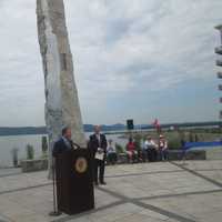 <p>Rob Astorino praised the sculpture erected at the Harbor Square site.</p>