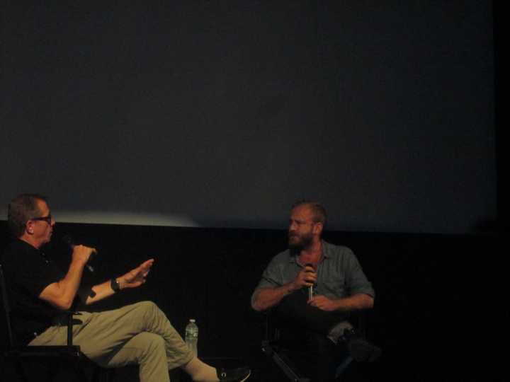 Ben Foster (r) discusses his new film &quot;Hell or High Water&quot; with Marshall Fine at The Picture House.