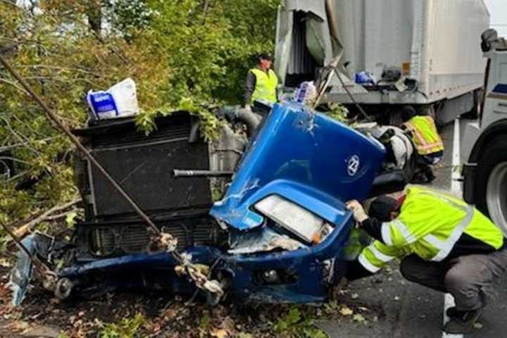 Tractor-Trailer Ditches Off Route 46