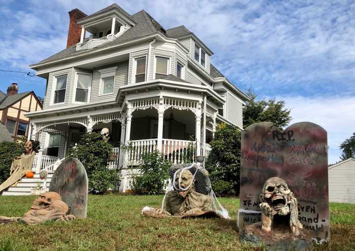 Nearly ever family on Clinton Place goes all out for Halloween.