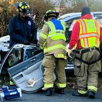 <p>Members of the Fair Lawn Rescue Squad freed the driver.</p>