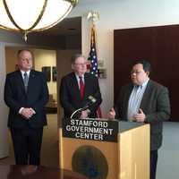 <p>Dr. Henry Yoon, Physician of Record and Medical Advisor for the City of Stamford, address reporters during a press conference announcing Stamford Mayor David Martin&#x27;s melanoma treatment.</p>