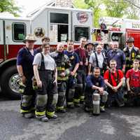 <p>Goodell, far left, and members of the department.</p>