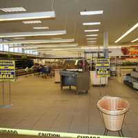 <p>Empty shelves at Pathmark</p>