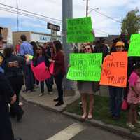 Protesters Call Trump Too Divisive Outside Bridgeport Event