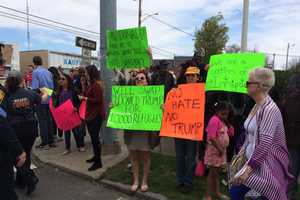 Stratford Woman Joins Protesters Outside Trump Campaign Rally