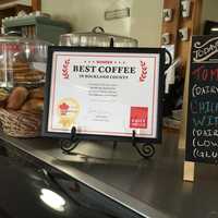 <p>Red Hill Cafe in New City displayed its &quot;DVlicious Best Coffee In Rockland County&quot; by its baked goods.</p>