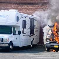 <p>The camper was moved and firefighters hit the van blaze from the passenger side.</p>