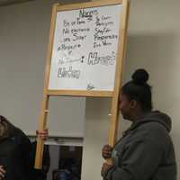 <p>Nicole Hernandez, left, and Melanie Blackburn display &quot;norms&quot; -- or rules -- agreed on with their peers including &quot;be on time,&quot; &quot;come sober&quot; and &quot;no electronics&quot; during class.</p>