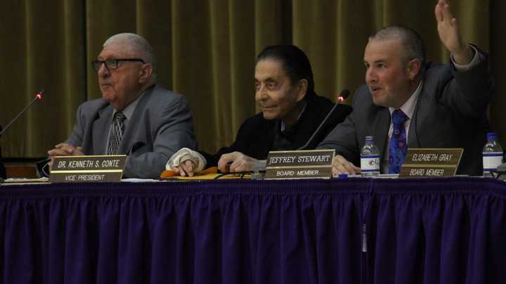 Board Member Jeffrey Stewart responds to a public comment at a Garfield Board of Education meeting.