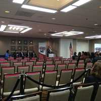 <p>Empty chairs representing graduates of Platform to Employment who missed the graduation ceremony because they&#x27;ve already found jobs.</p>