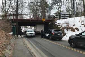Low Clearance: Truck Gets Stuck Under Train Overpass In Fairfield