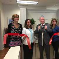 <p>Fairfield First Selectman Michael Tetreau does the honors at the ribbon-cutting for Coastal Connecticut Counseling.</p>