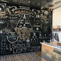 <p>The modern &#x27;urban farmhouse&#x27; interior at Milkcraft</p>