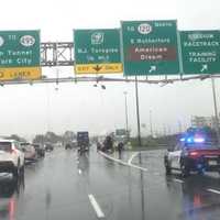 Four Route 3 Lanes Shut Down After Passing Crane Hits Overhead Signs