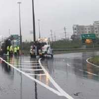 <p>The crane operator wasn&#x27;t injured in the mishap on eastbound Route 3 in East Rutherford.</p>