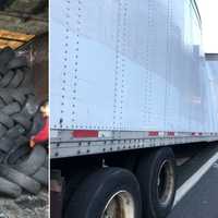 Tire-Toting Tractor Trailer Splits, Tying Up Traffic Off GWB