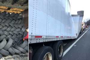 Tire-Toting Tractor Trailer Splits, Tying Up Traffic Off GWB