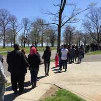 <p>Attendees at the Hillary Clinton rally in Bridgeport Sunday had to endure long lines to hear the Democratic front-runner speak.</p>