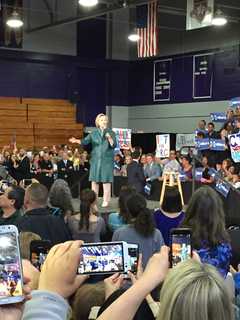 Clinton Arrives For Rally In Bridgeport