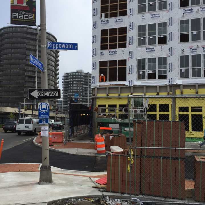 Rippowam Place appears to be nearing completion in downtown Stamford this week.