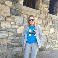 <p>Katonah resident Sarah Weale was one of the participants in the Hillary Pantsuit Flash mob in Chappaqua.</p>