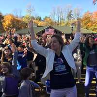 <p>Dancers at the Hillary Pantsuit Flashmob in Chappaqua.</p>