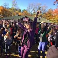 <p>Paintsuit Power: At the Hillary Pantsuit Flashmob in Chappaqua.</p>