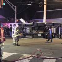 <p>The rig was knocked on its side.</p>