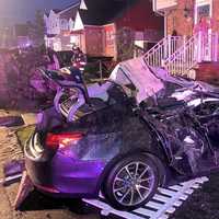 <p>An out-of-control SUV creamed two sedans -- and more -- as it careened down the sidewalk of a residential Saddle Brook street early Friday, Feb. 2.&nbsp; &nbsp; &nbsp;</p>