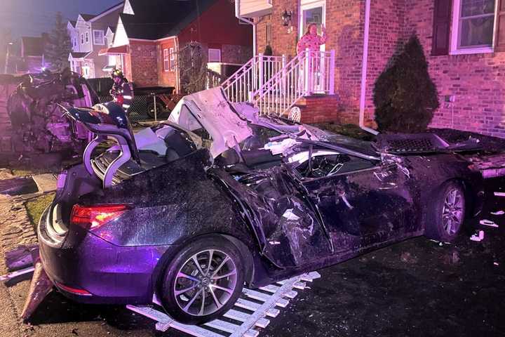 Runaway SUV Rams Parked Sedans, Fences, Shrubs In Saddle Brook, DWI Driver Hospitalized: PHOTOS