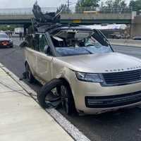 <p>The Range Rover was totaled in the mishap on northbound Route 17 at the Midland Avenue overpass in Paramus.</p>