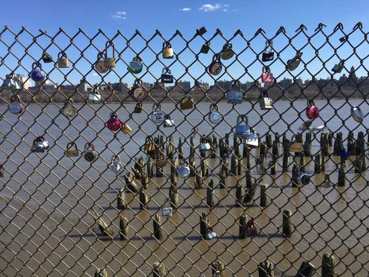 Padlocks are slowly being added to a fence in Edgewater&#x27;s Riverwalk.