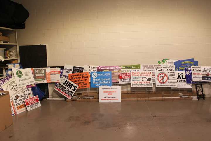 A man was arrested for stealing lawn signs in Bedford.