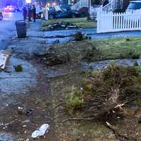 <p>The path of destruction stretched across several properties on Pehle Avenue in Saddle Brook.</p>