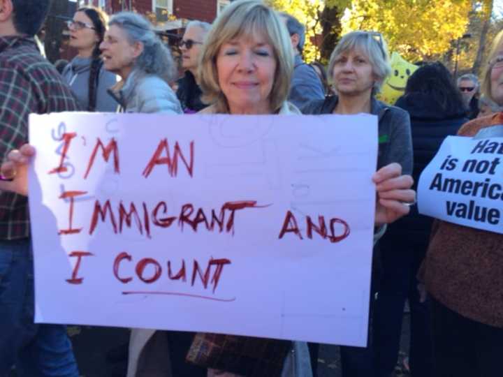 Marchers attend the Solidarity Walk in downtown Katonah, an event that was held to advocate for pluralism.