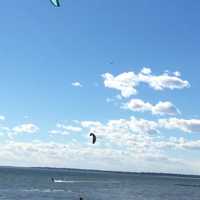 <p>Kitesurfers took to the waters off Stratford&#x27;s Long Beach earlier this month.</p>