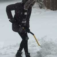 <p>This Airmont resident has her hands full shoveling.</p>