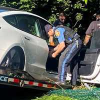 <p>The vehicle lost its front passenger tire in the mishap.</p>