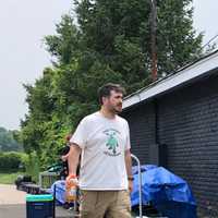 <p>Brian &quot;Q&quot; Quinn films at the Cresskill Swim Club.</p>