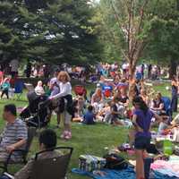 <p>Ballard Park is jammed on Monday for the viewing party for the solar eclipse.</p>