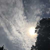 <p>No filter: The sun is obscured by a thin cover of clouds during the eclipse.</p>