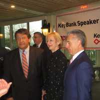 <p>Westchester County Executive George Latimer mingles with guests last month before a breakfast speech to the Business Council of Westchester. Marsha Gordon, president and chief executive officer of the BCW introduced the Rye Democrat.</p>