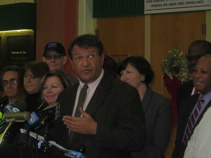 Westchester County Executive George Latimer, during a news conference at the County Center in White Plains, announced a ban on gun shows on county property.